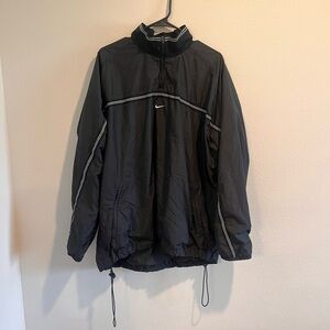 Nike Black Pullover Windbreaker with White Piping